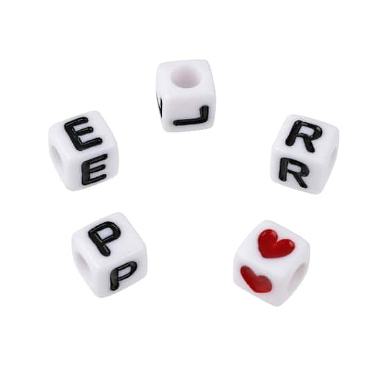 White Alphabet Cube Crafting Beads, 6.7mm by Bead Landing&#x2122;